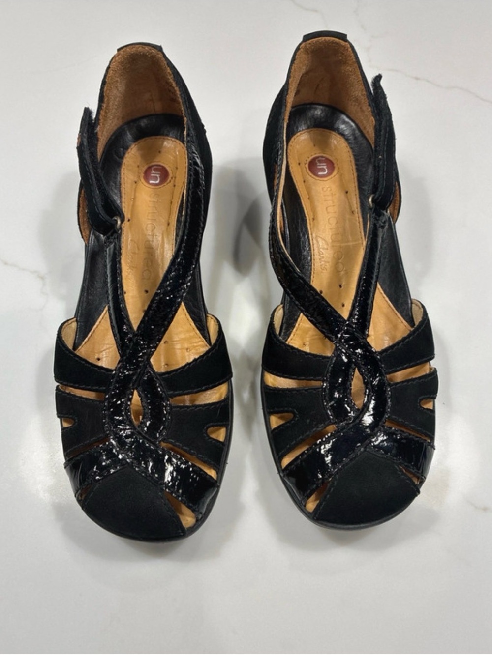 Clarks Black Strappy Open-Toe Sandals